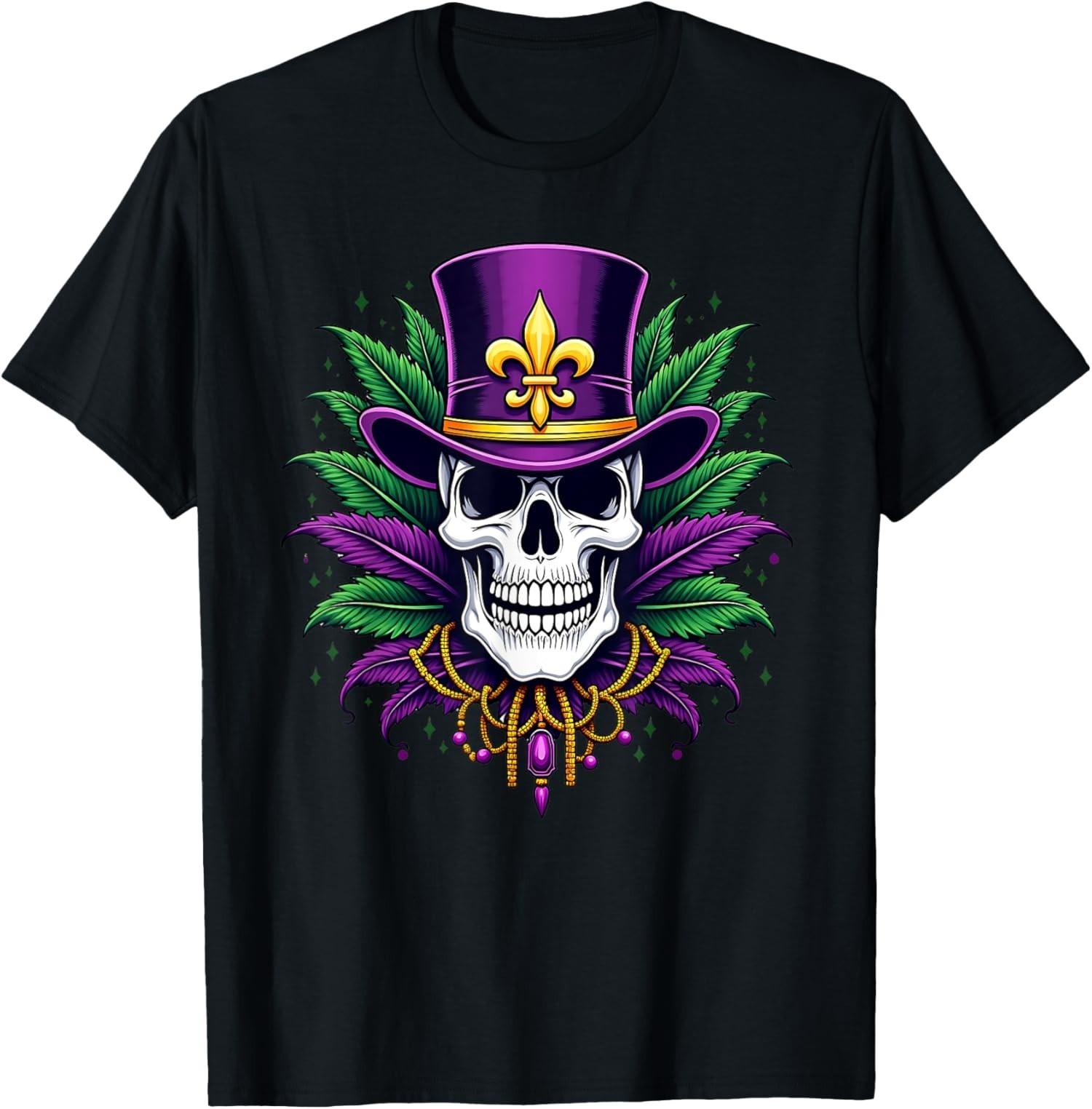 Funny Sugar Skull Mardi Gras New Orleans Costume Unisex T-Shirt S