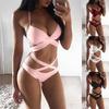 Premium Quality Five Colors Summer Sexy Women Bandage Cross Push-up Bikini Set Bathing Suit