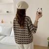 Women's Retro Floral Jacquard Cardigan Sweater - Vintage Loose Knitwear for Spring & Autumn 2025