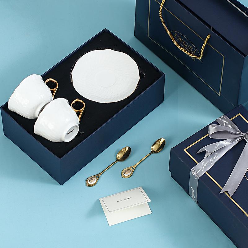 Light Luxury Bone China Coffee Cups And Saucers, High-End Exquisite Household Afternoon Tea Set, Cup Couple Cup Gift Box.