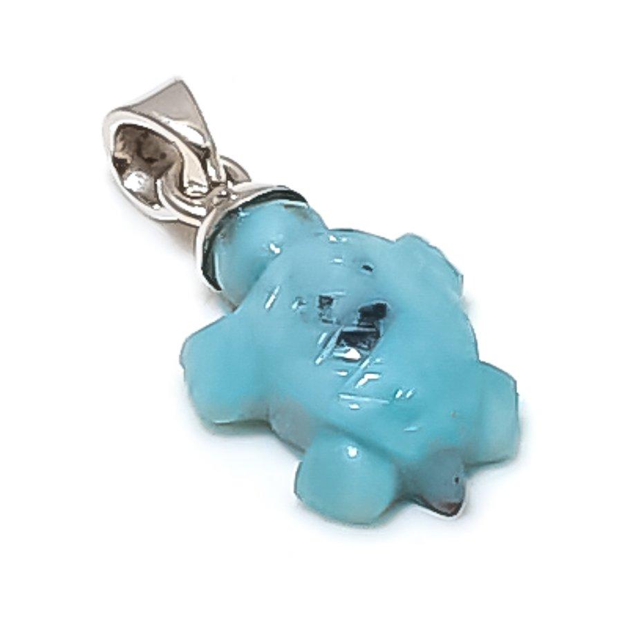 

Natural Larimar Gemstone Handmade 925 Sterling Silver Jewelry Pendant 1.02 g5E31