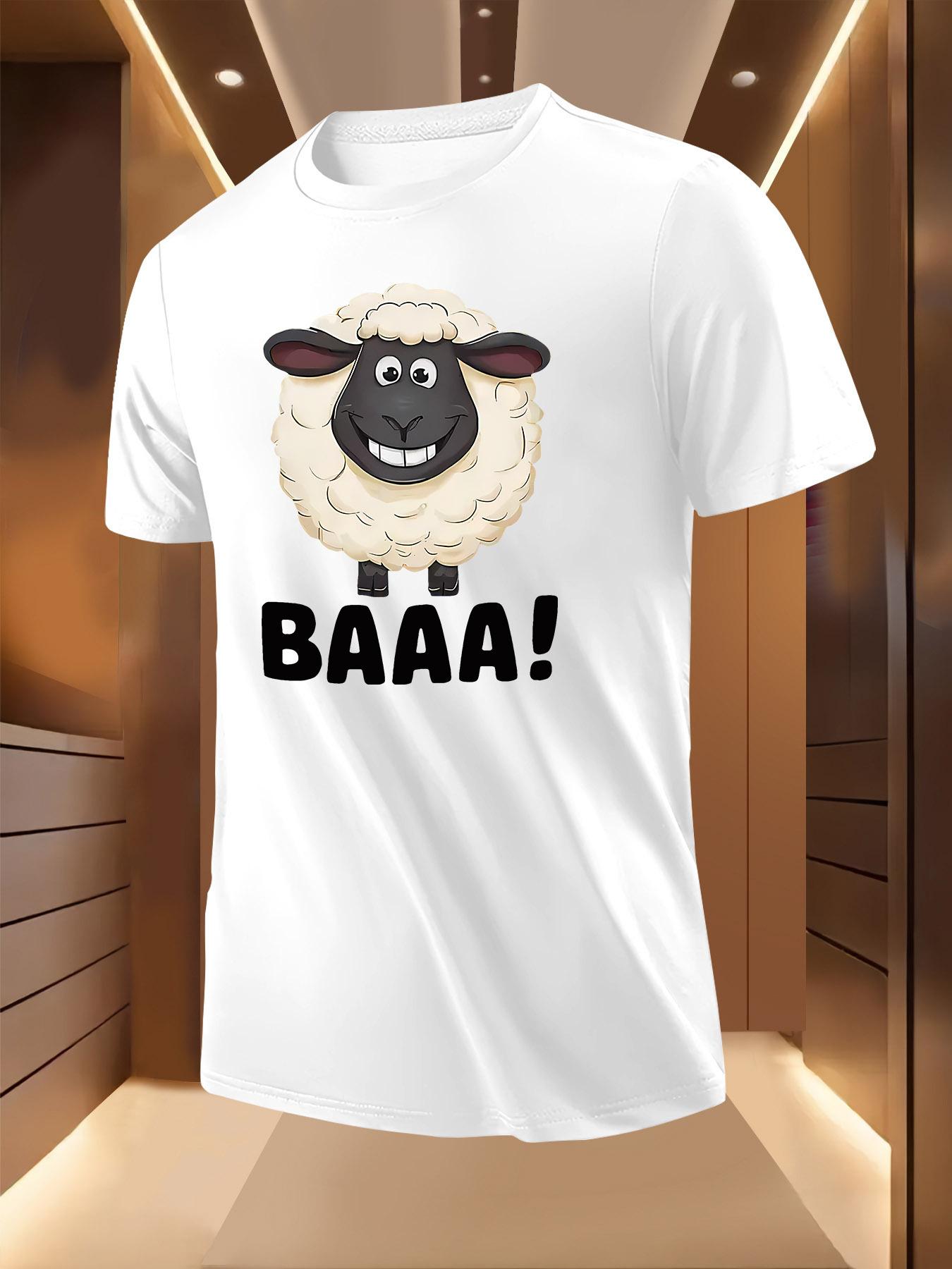 Black with Smiling Sheep BAAA! Print - Lightweight Polyester T-shirt XXXL