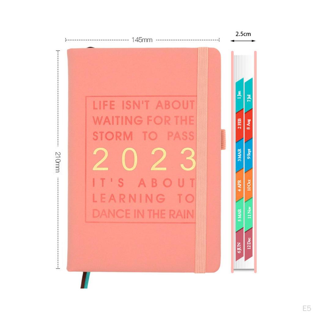 Organizer Notebook, Weekly and Monthly Planner, Faux Leather Cover, Pen Holder, 3”x7”