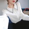 Women's Beige Peter Pan Collar Blouse Embroidered Detail Long Sleeve Elegant Casual Office Top For Daily Wear
