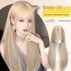 Natural White-Gold Long Straight Wig with Bangs, Fluffy & Seamless for Daily Wear