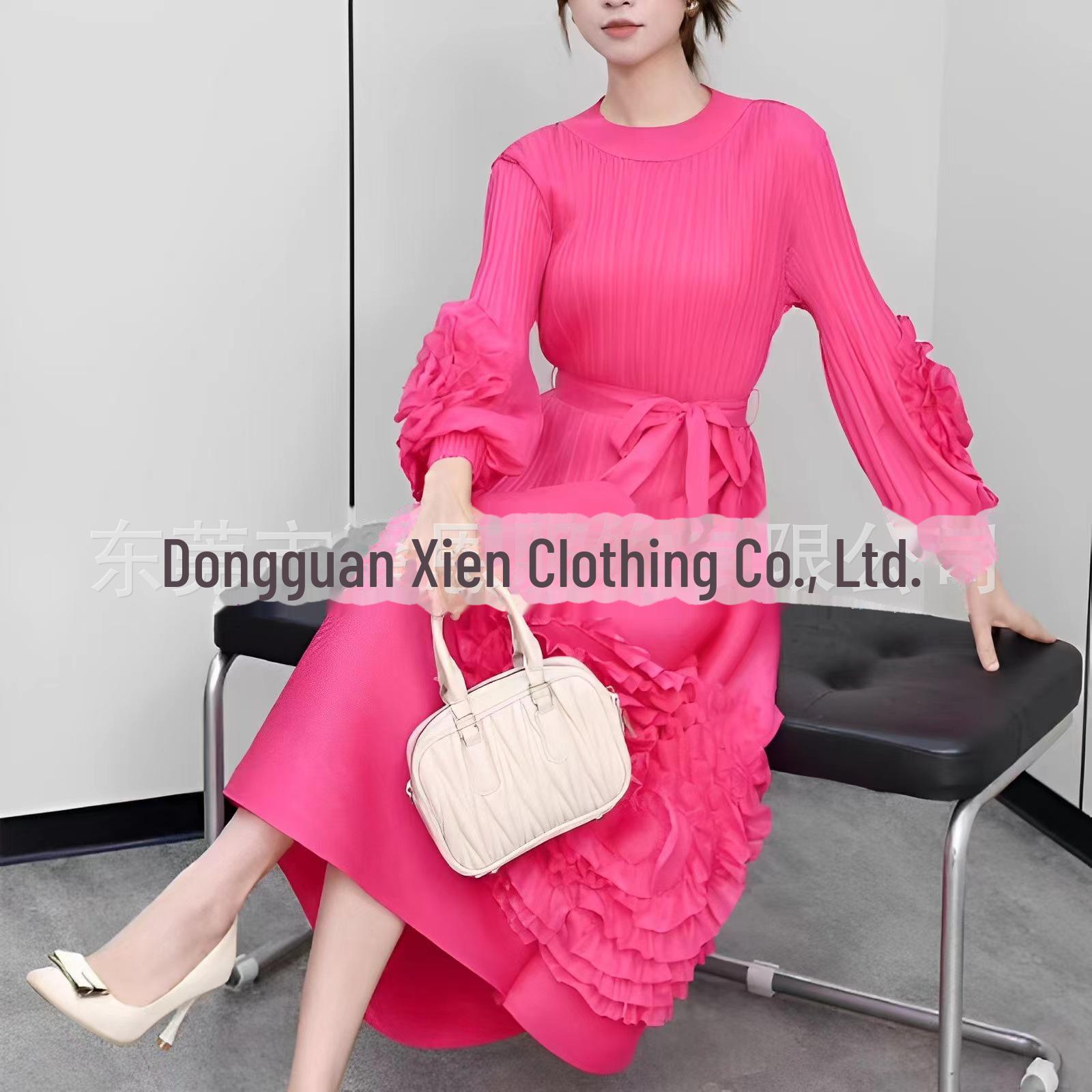 

Мияки плиссированное однотонное круглое платье с цветочным принтом для женщин, размер плюс One Size