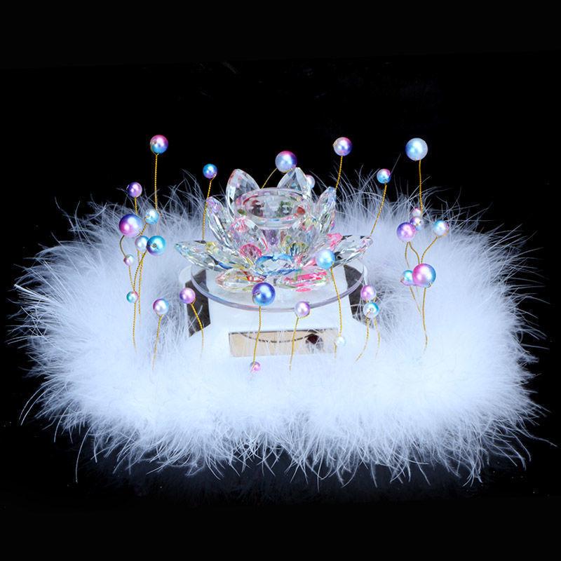 Rotating Crystal Lotus Solar Car Air Freshener & Aromatherapy Ornament