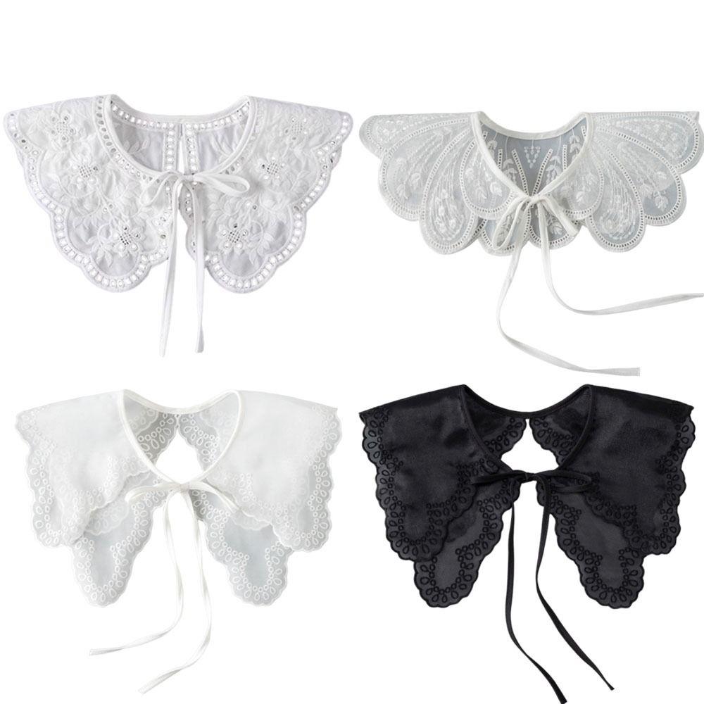 Lace Floral False Collar Black White Decoration Collar Fashion Fake Collar  For Women Girls