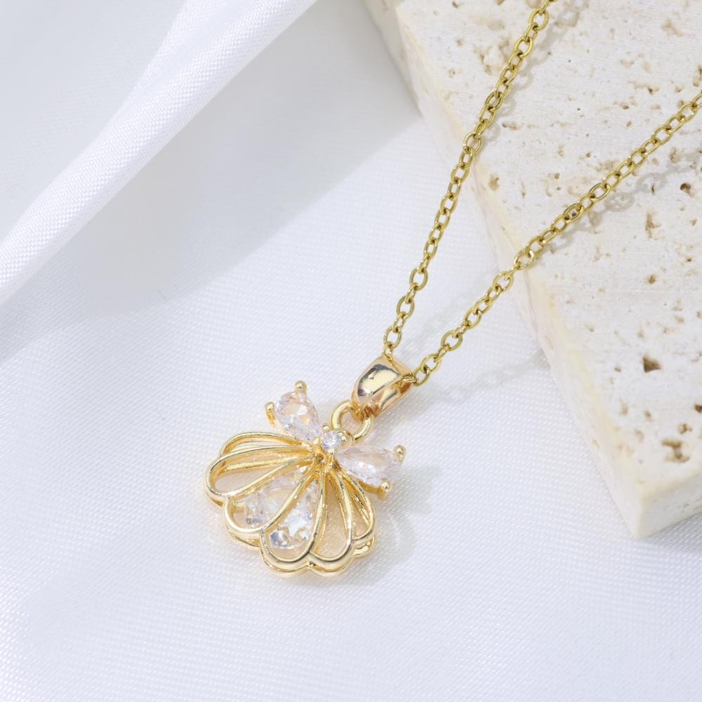 Simple Shell Shape Pendant Necklaces for Women Fashion Zirconia Necklace Wedding Party Jewelry Accessories