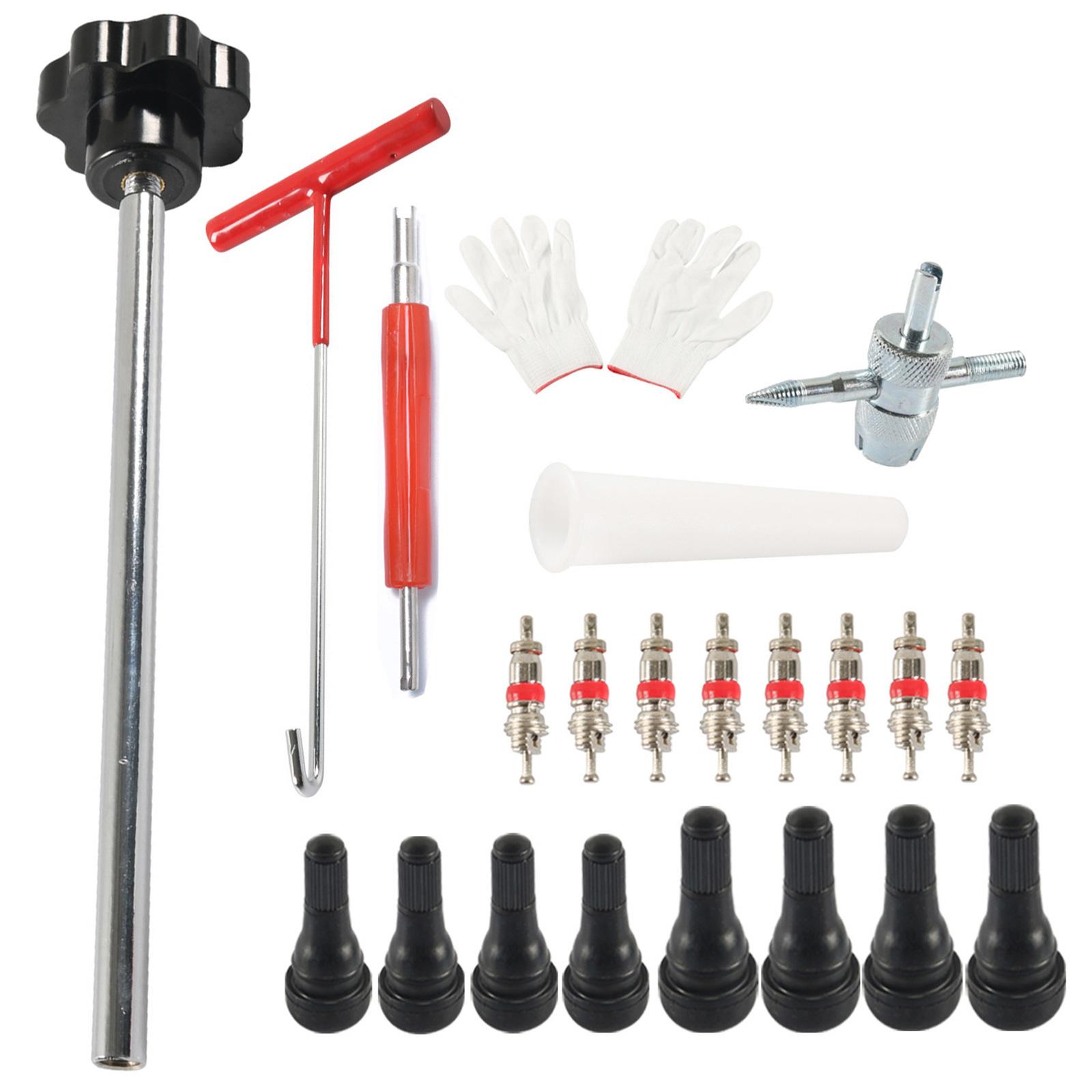 

Набор инструментов для быстрой замены вентиля шины Набор инструментов для замены стержня вентиля шины для ремонта автомобиля, квадроцикла Инструмент для замены вентиля шины B чёрный