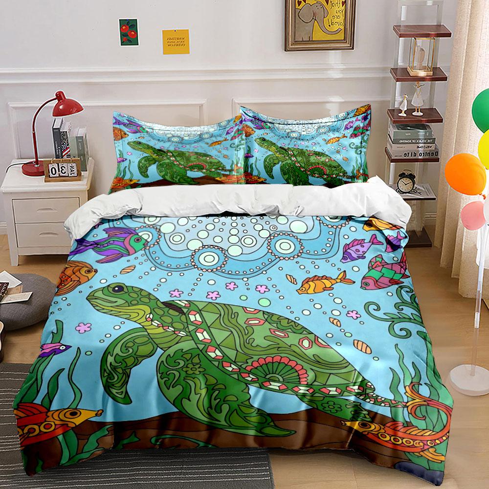 Sea Turtle Art Decor Set Soft Comfortable Duvet Cover Bedding Set Included 1*Duvet Cover & 2*Pillowcases, Gift