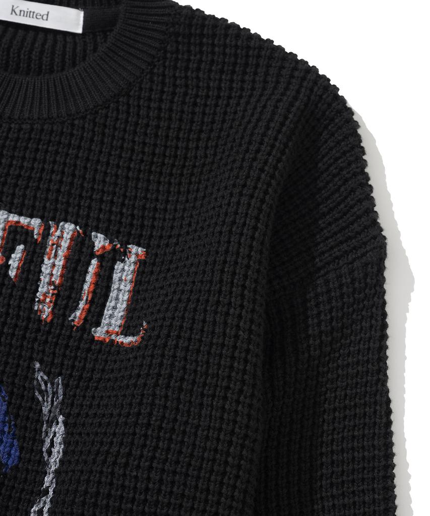 Nitled Cotton Useful Castle Round Knit Black