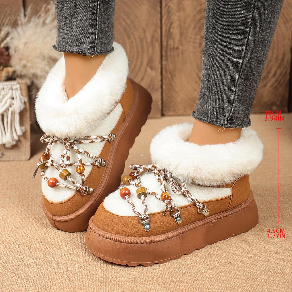 2025 Autumn and Winter New Thick-soled Comfortable Cross-tie Snow Boots Thickened Mid-length Over-the-knee Warm Women Boots