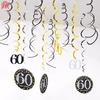 Birthday Party Spiral Hanging Decorations Set - 12 Pieces for 30th, 40th, 50th, 60th Celebrations