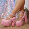 New Women's Pumps Mary Jane High Heels Platform Gothic Creepers Party Pink Sandals Vintage Girls High Heel Platform Lolita Shoes
