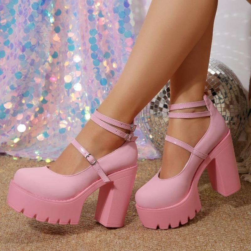 New Women's Pumps Mary Jane High Heels Platform Gothic Creepers Party Pink Sandals Vintage Girls High Heel Platform Lolita Shoes