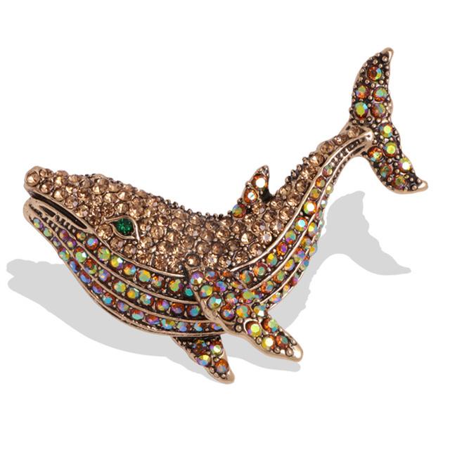 

Высококачественные изысканные европейские и американские модные ювелирные изделия Броши со стразами Броши в виде кита Броши с кристаллами в виде воротника