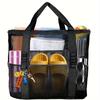 Extra Large Mesh Beach Tote Bag Breathable & Foldable with Zipper Closure, Multiple Side Pockets, Portable Organize Storage Beach Mesh Bag