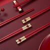 5/10Pairs Non-Slip Japanese Chinese Chopsticks Korean Sushi Sticks Chopsticks Red Love Reusable Chopsticks Alloy Tableware Set