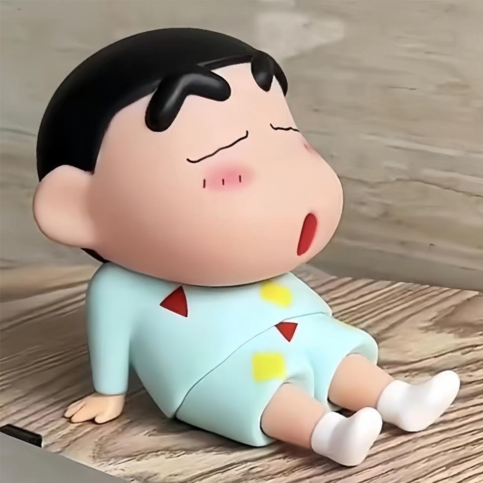 Kawaii Crayon Shin-Chan Figures Phone Holder Anime Desktop Ornaments Cartoon Watching TV Phone Support Cute Doll Decorations