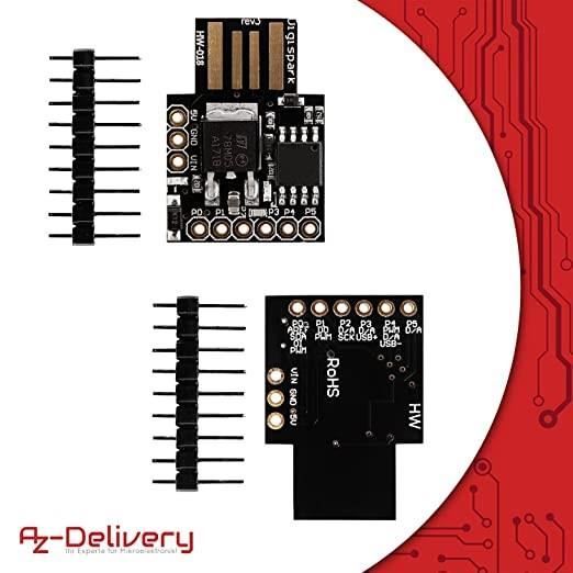 AZDelivery 3 x Digispark Rev. 3 Kickstarter avec USB Carte de Développement Compatible à 100% avec ATtiny85 et