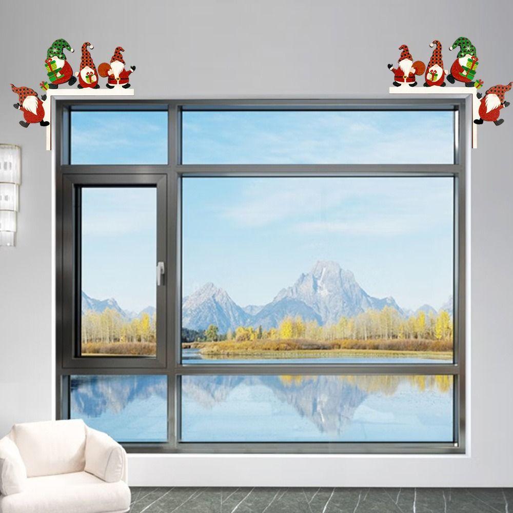 1 Pair Wooden Craft Christmas Door Frame Decorative Faceless Old Man Pendant  Window