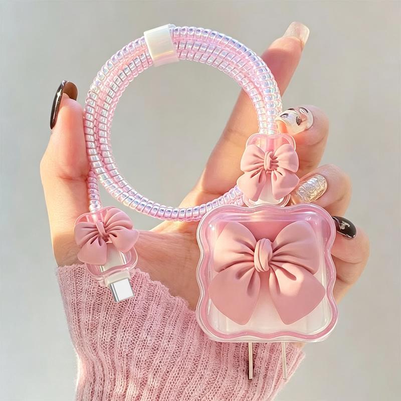 Cute 3D Heart Wavy Edge Charger Protector Set Wear Resistant Anti-Bend Cable Protector for Phone Charger Cords Office Use