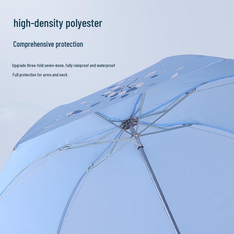 Paradise Umbrella 3-Fold Compact Plain Color Polyester Umbrella