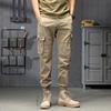 Men's new outdoor American fashion retro tied feet multi-pocket overalls versatile elastic