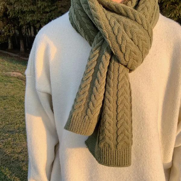 

WTEMPO Однотонные мягкие зимние длинные теплые вязаные шарфы женские утолщенные ветрозащитные холодостойкие универсальные повседневные шарфы One Size зелёный