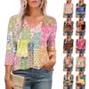 Women's Casual Tops V Neck Pull Stripe Prints Seven Sleeve Tops