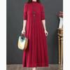 Vestido de Punto Otoño e Invierno Cuello Medio Alto Suelto Por Encima de la Rodilla Línea A Falda Suéter Suéter Largo Camisa de Fondo para Mujer