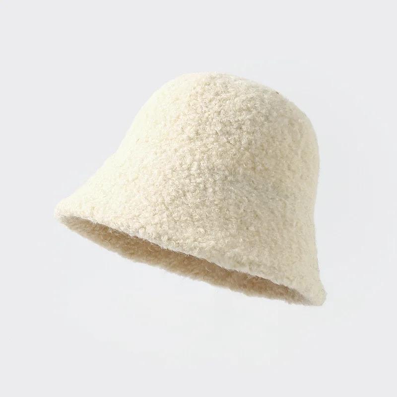 Winter Warm Wool Hats for Women Elegant Solid Color Bucket Hat Adjustable Head Circumference Beanie Man Cap Outdoor Keep Warm