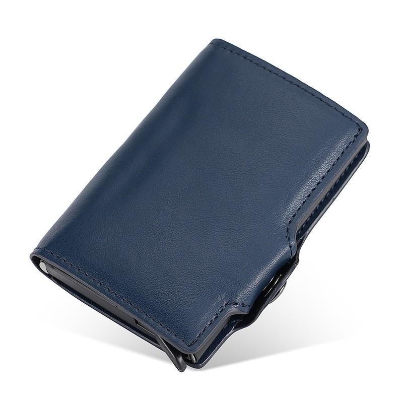 Otomatik Açılır Kart Çantası PU Metal Alüminyum Kutu Kılıfı RFID Klipsli Kredi İş