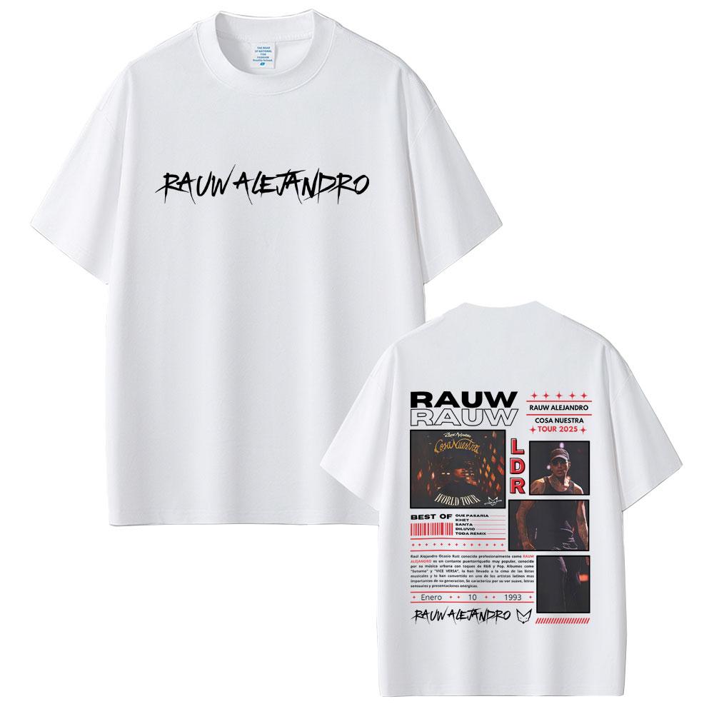 Rapper Rauw Alejandro Cosa Nuestra World Tour 2025 T Shirt Unisex Hip Hop Fashion Street Crewneck T-shirts High Quality Cotton Tees