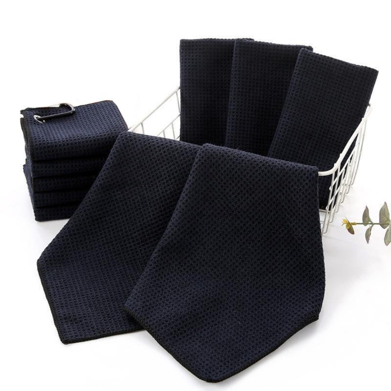 2Pcs Golf Towels,Microfiber Merbau Pattern Golf Towel for Men Women Golf Gifts Black Golf Towel with Carabiner Clip