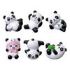 6Pcs Cute Panda Figurines Resins Ornaments Set for Cake Toppers and Home Office Desktop or Car Dashboard Decoration