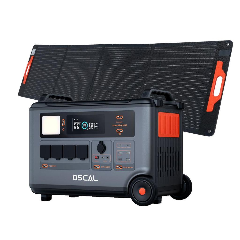 Oscal Přenosná napájecí stanice PoweMax3600 LiFePO4 Solární generátor 3600W Výstup 2200W Ultrarychlé nabíjení