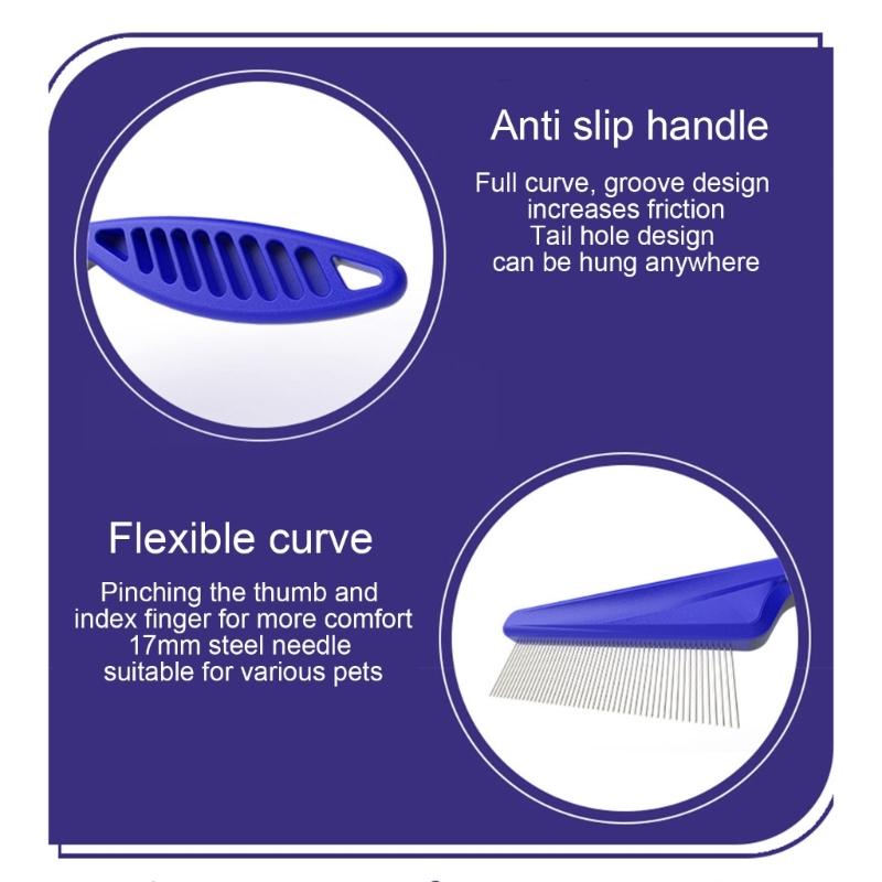 2x Katzen Nadelkamm Entfernung von fliegenden Haaren Entfilzungswerkzeug Haustierhaarbürste Katze/Hund Massagekamm Edelstahl
