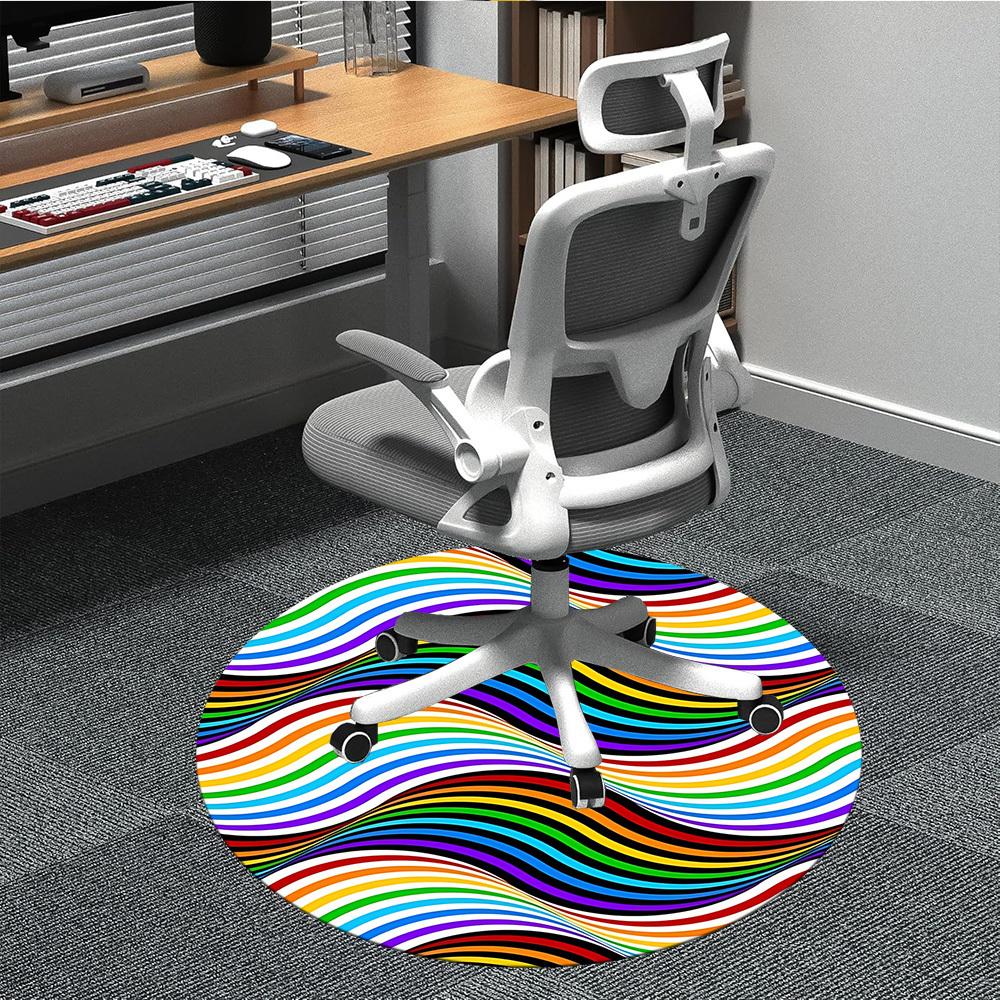 1pc Colorful Waves Office Round Rug, Non-slip, Soft and Durable Office Rug for Interior Decoration, Perfect for Office, Beautiful Decoration yy2603230