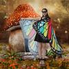 Halloween Costume for Adult Women Butterfly Wing Fairy Shawl with Antenna Headband Soft Lace Mask Cosplay Dress Up