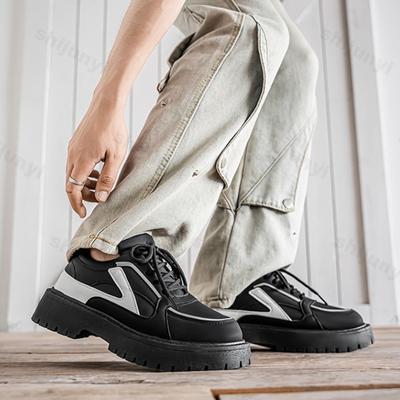 Sapatos Masculinos Plataforma com Lã 2025 Primavera Outono Novos Aumento de Altura Outdoor Antiderrapantes Casuais Cruzados Moda Vintage Sapatilhas