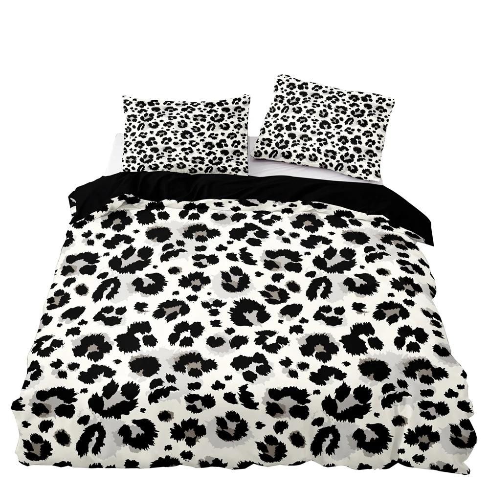 Three-Piece Bedding Set, Pink Leopard Print Microfiber.