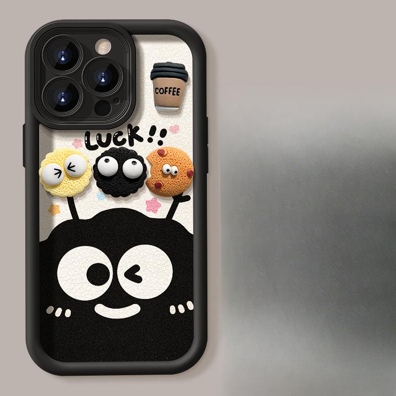 

Кофейный Угольный Шар Фигурка Шнурок Подходит для Чехла для Телефона Apple 16PRO 15 Силикон Кожаная Текстура 14 Полностью Закрывающий Противоударный XS/XR Honor Magic4 Pro