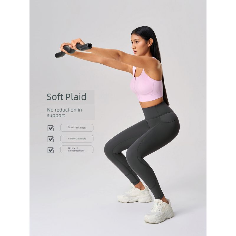 Lu Same Style No Embarrassment Line Fitness Pants Women's Summer Thin High Waist Hip Raise Fitness Pants Back Waist Pocket Yoga Ninth Pants