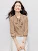 2026 New Women's White Bow Design Long Sleeve Fashion Shirt for Work