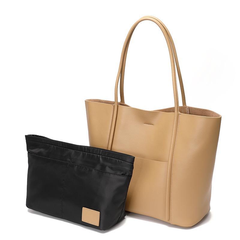 2024 Genuine Leather Women's Tote: Large Capacity Summer Handbag for Work and Commute.