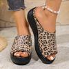 Fashion Mid Heels Women Platform Slippers Summer Wedges Leopard Shoes 2025 New Slingback Sandals Retro Flip Flops Casual Beach Sandalias