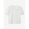 Cc Collect Ruffle Decoration Wide Collar Blouse  C262msc135 