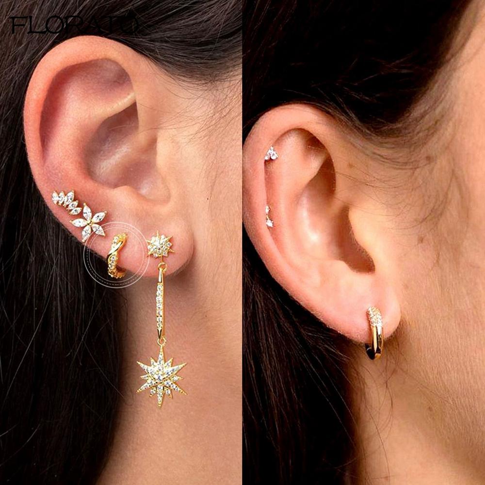925 Silver Needle 11/13mm Small Hoop Earrings for Women Circle Piercing Huggie Earrings Multicolor Zircon Earrings Party Jewelry